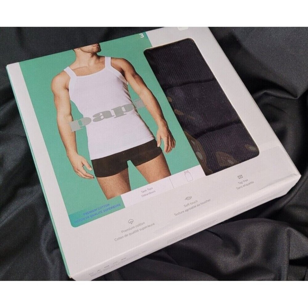 Papi 3 Modern Tank Tops SMALL Black 100% Premium Cotton, Soft, NEW